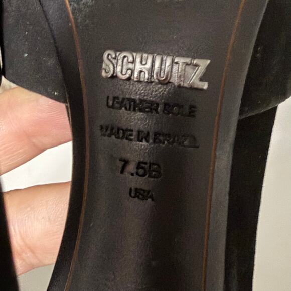 Schutz Black Leather Lace Up Heels Size 7.5B - Picture 4 of 13